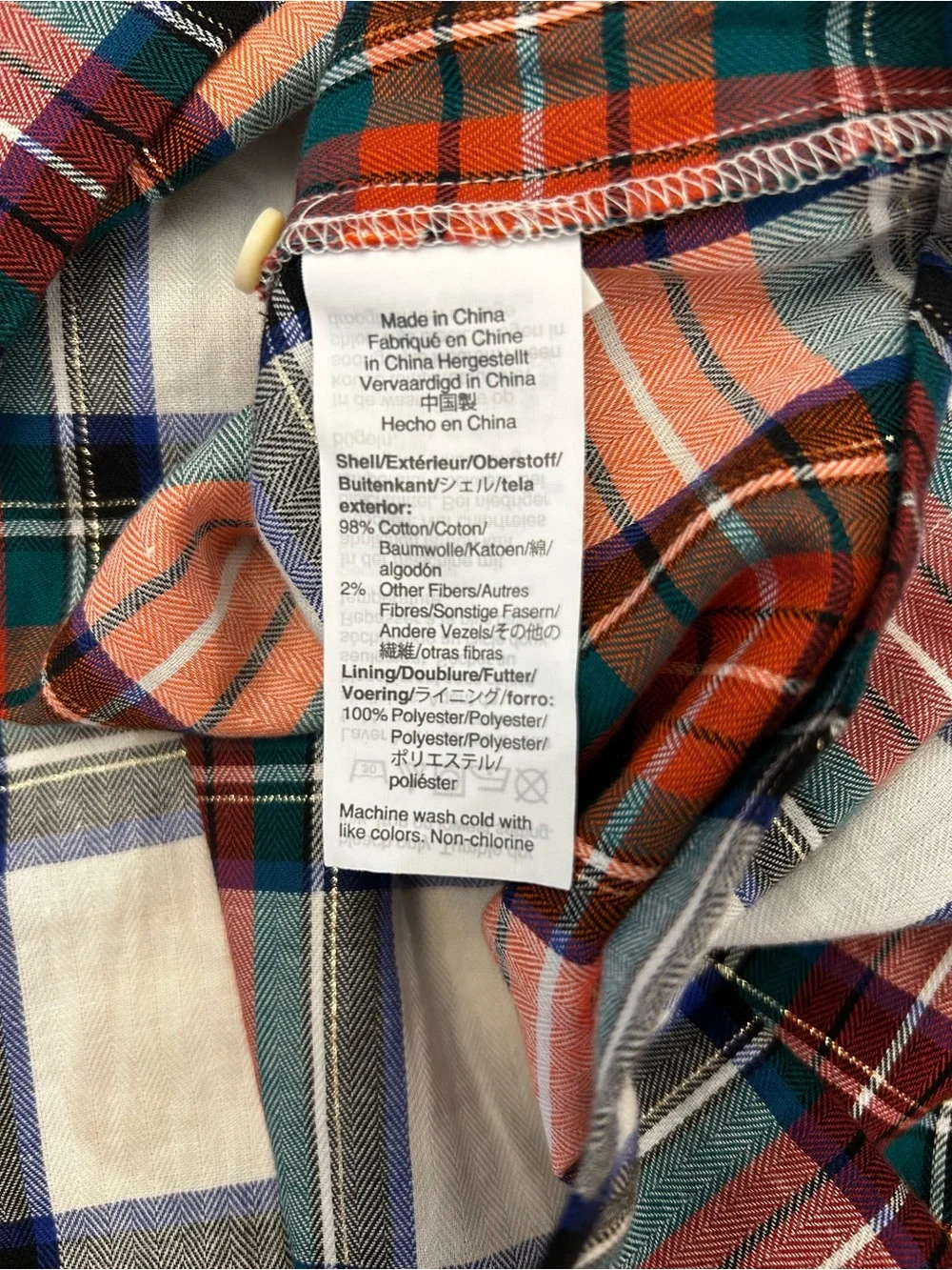 J. CREW Plaid Ruffle Yoke Pullover Top
